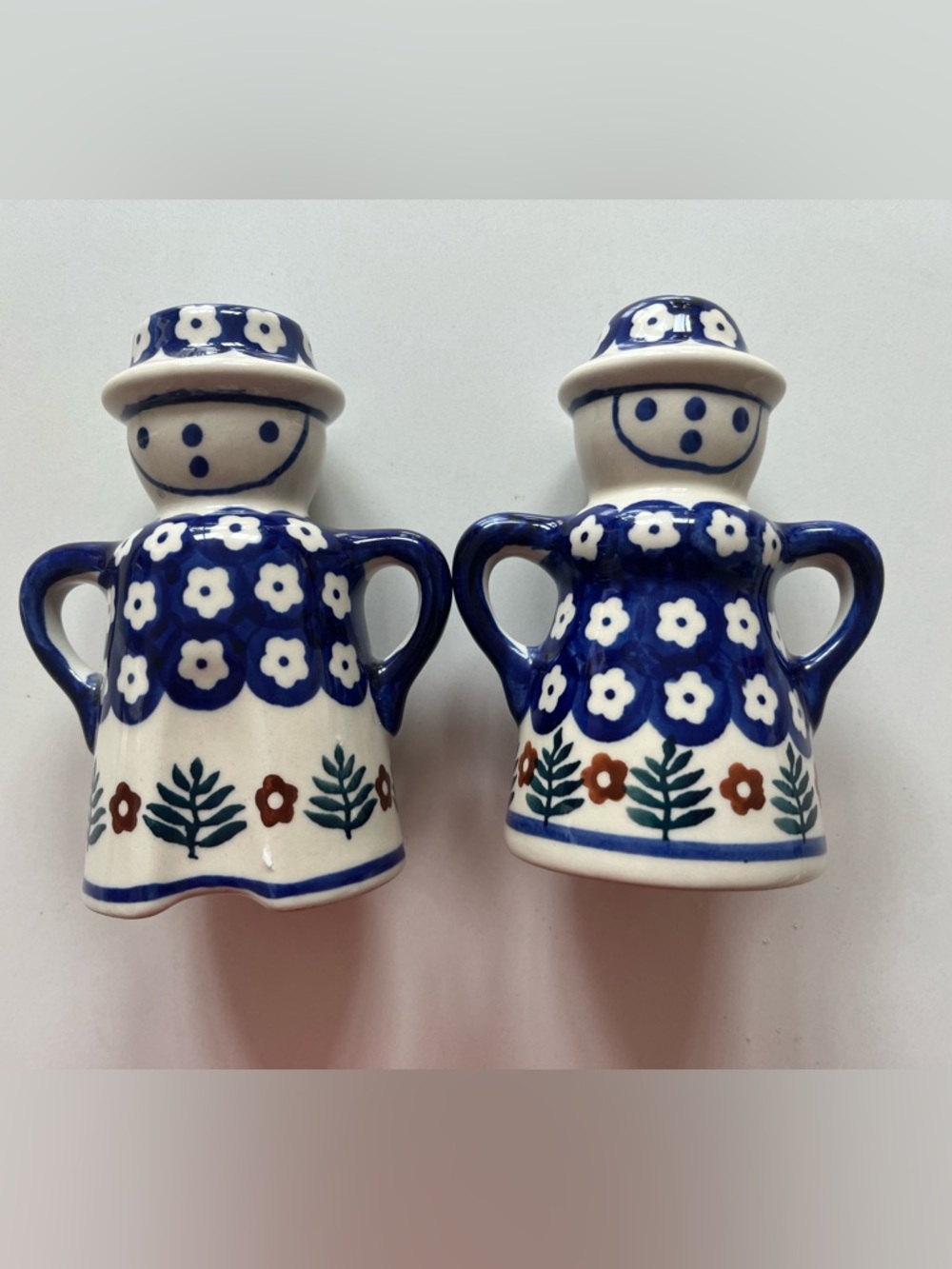 Boleslawiec Polish Pottery Woman and Man Salt & Pepper Shakers